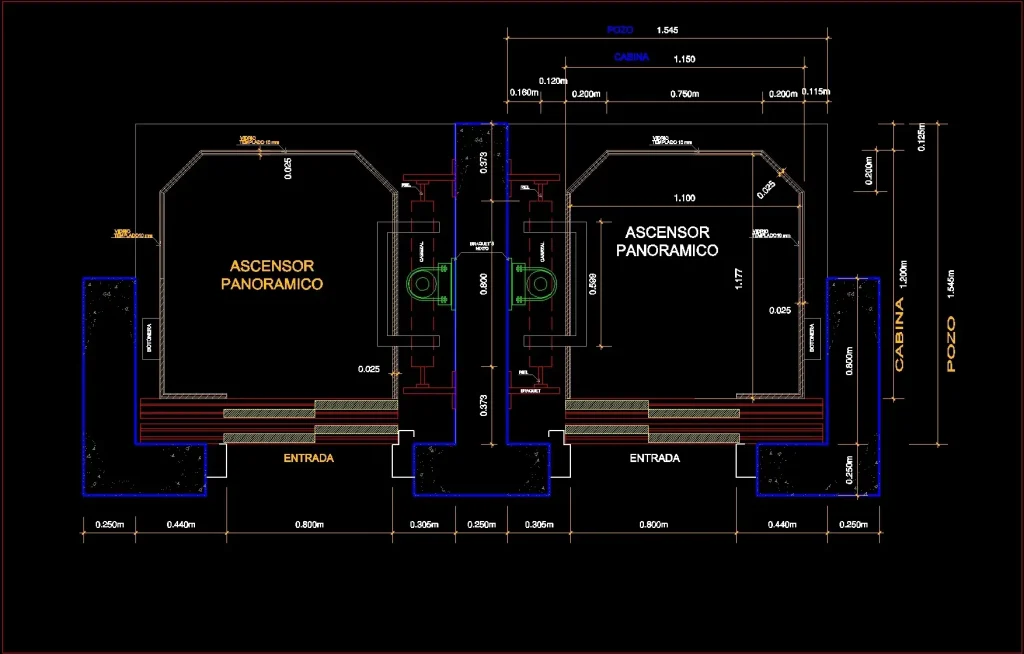ابعاد پلان راه پله و آسانسور